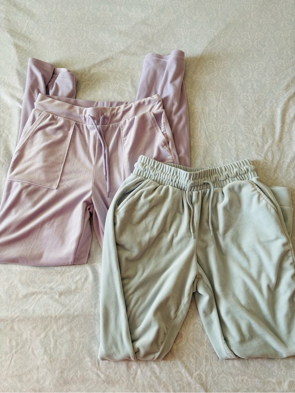 Cozy Jogger Pants - Lavender and Light Gray